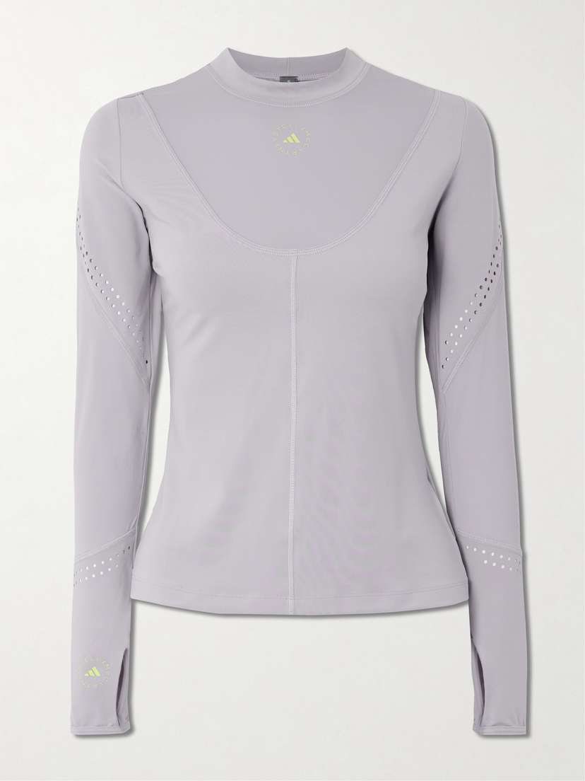 adidas by Stella McCartney Truepurpose Perforated Printed Stretch Recycled-jersey Top