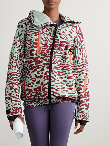adidas by Stella McCartney + TERREX TrueNature 2L hooded leopard-print recycled ski jacket