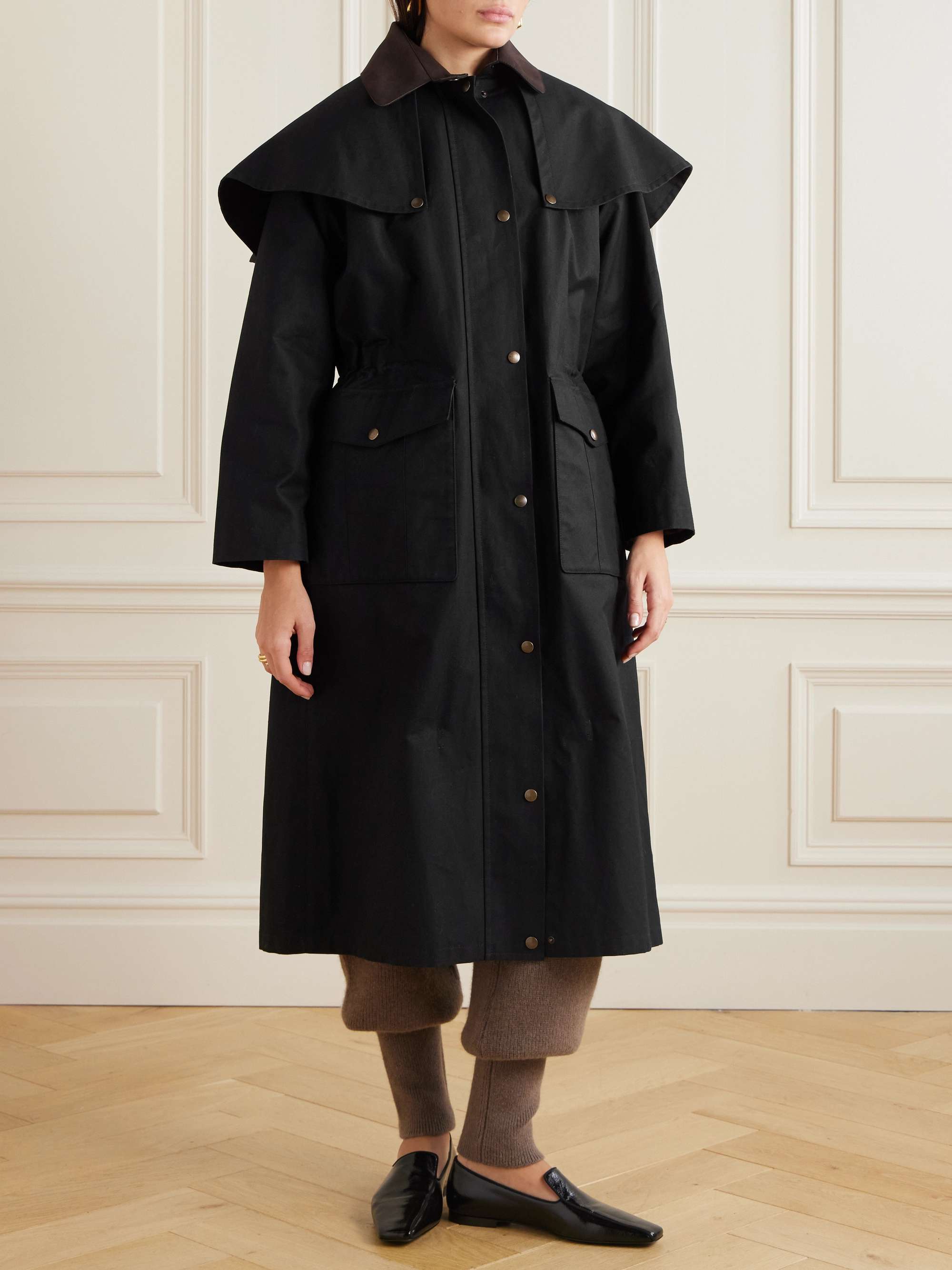 ALTUZARRA Leather-trimmed coated cotton-canvas trench coat ALTUZARRA Leather-trimmed coated cotton-canvas trench coat