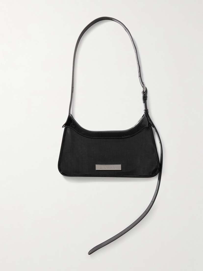 Acne Studios Embellished Patent Leather-trimmed Mesh Shoulder Bag