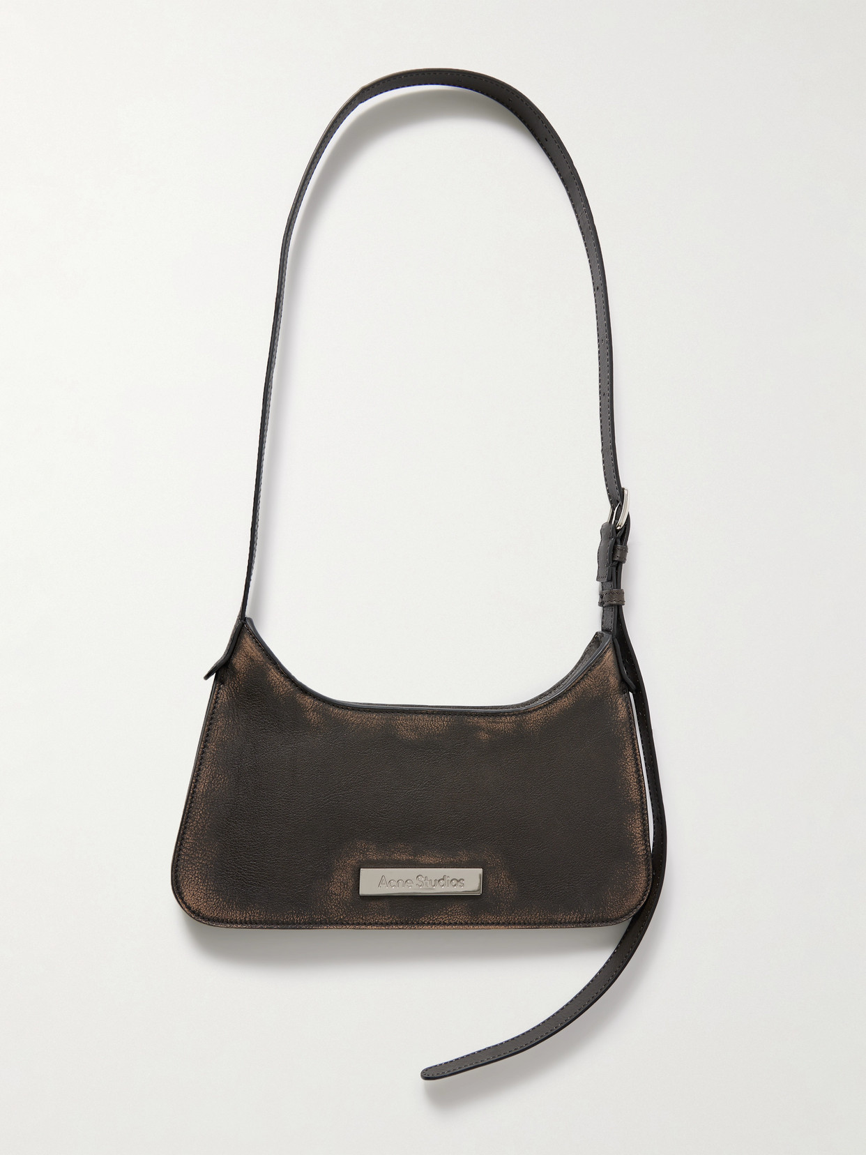 Acne Studios Embellished Textured-leather Shoulder Bag In Brown