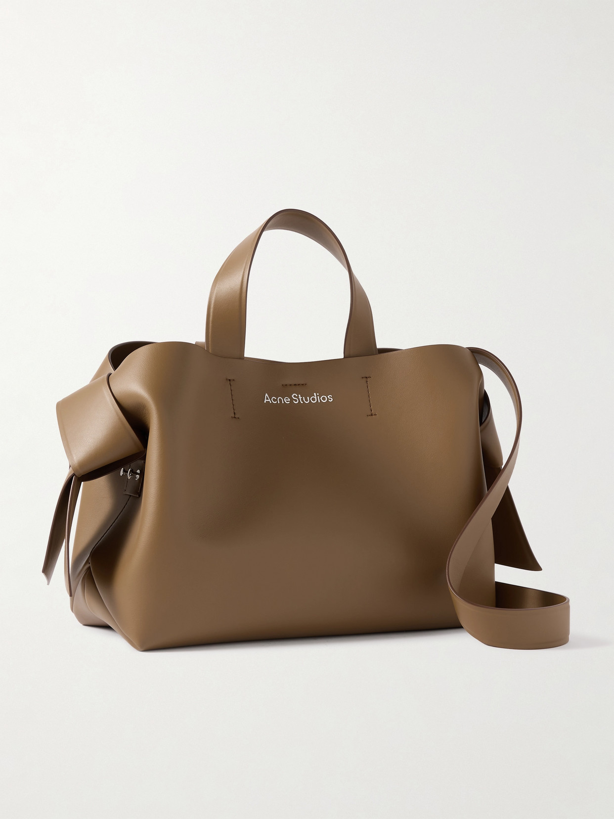 Acne Studios Musubi Knotted Leather Tote In Brown