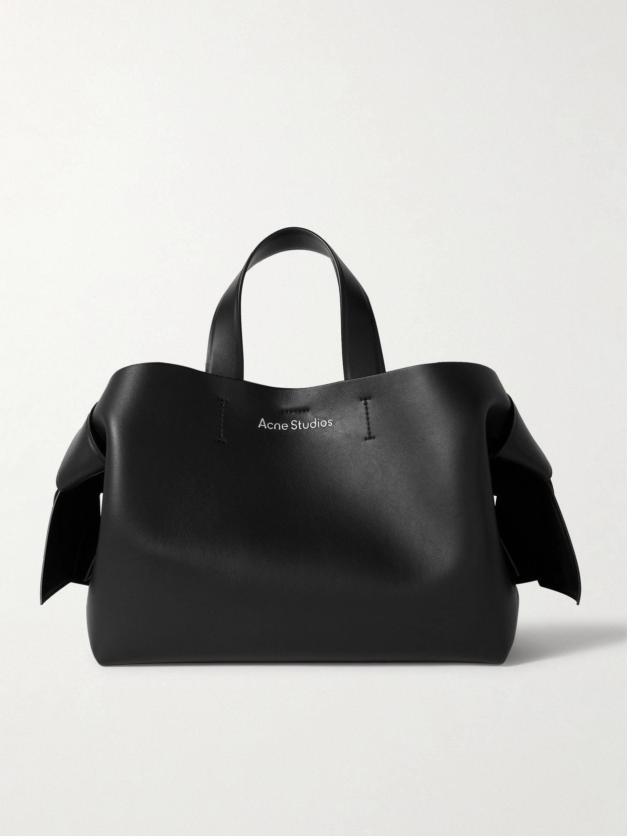 Acne Studios Musubi Knotted Leather Tote In Black