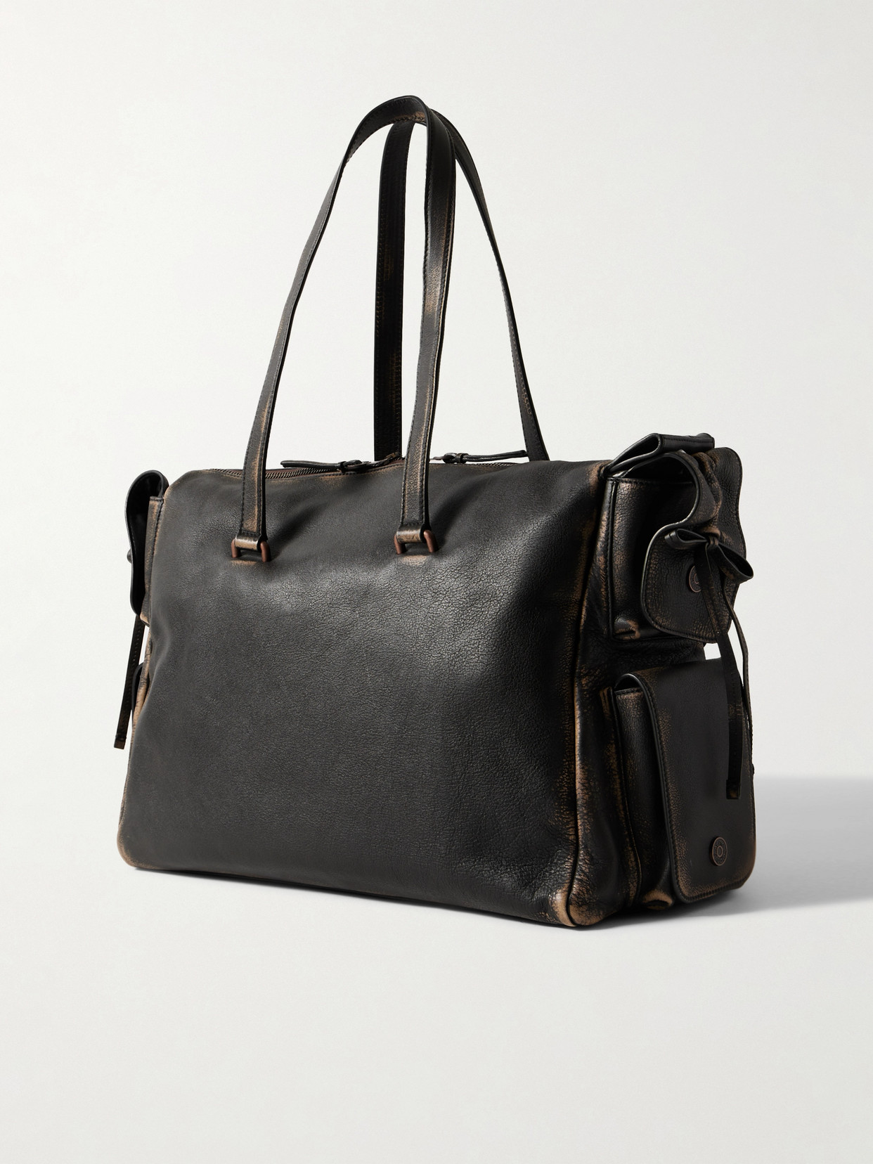 Acne Studios Distressed Leather Shoulder Bag In Brown