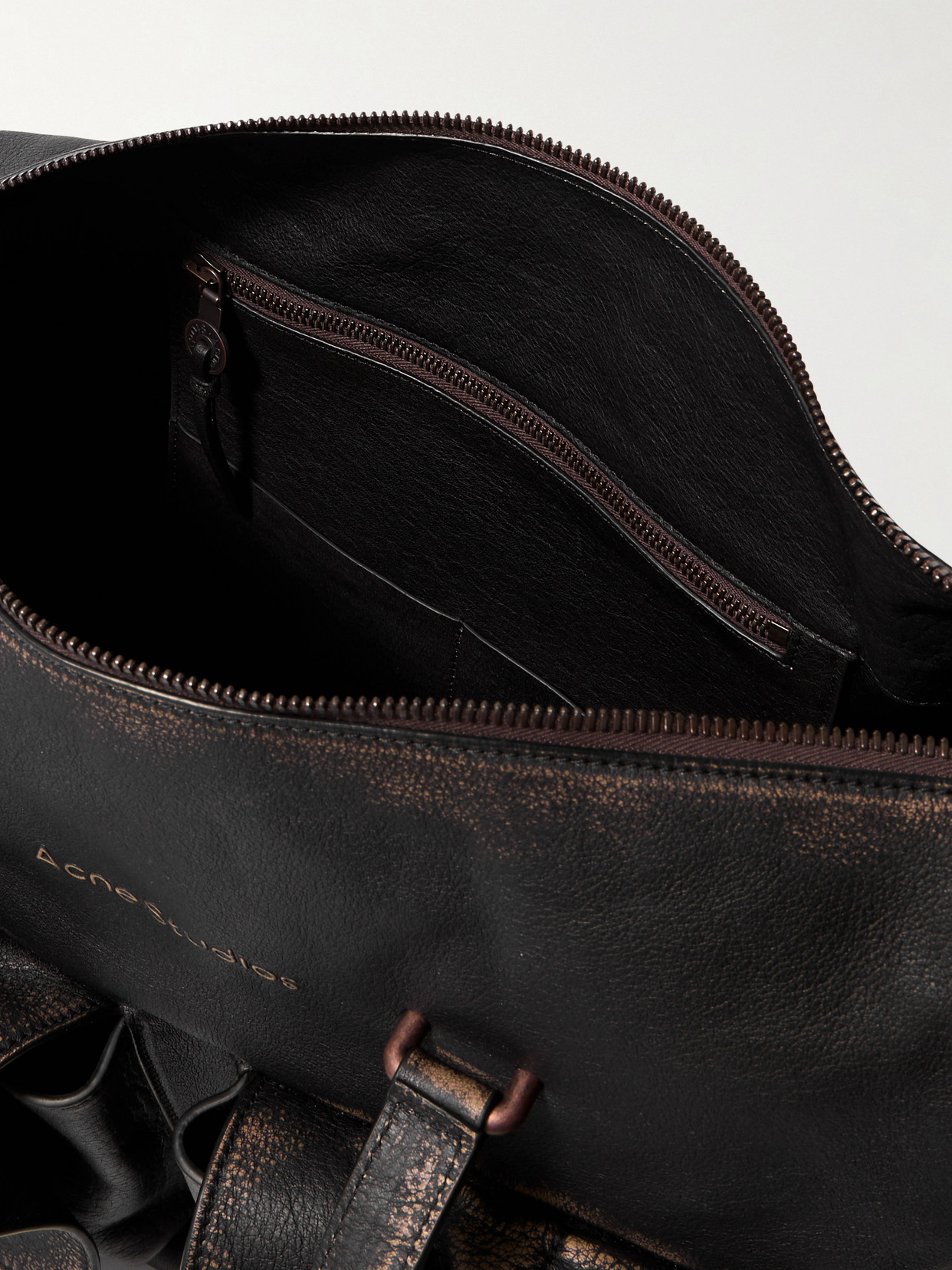 Acne Studios Distressed Leather Shoulder Bag In Brown