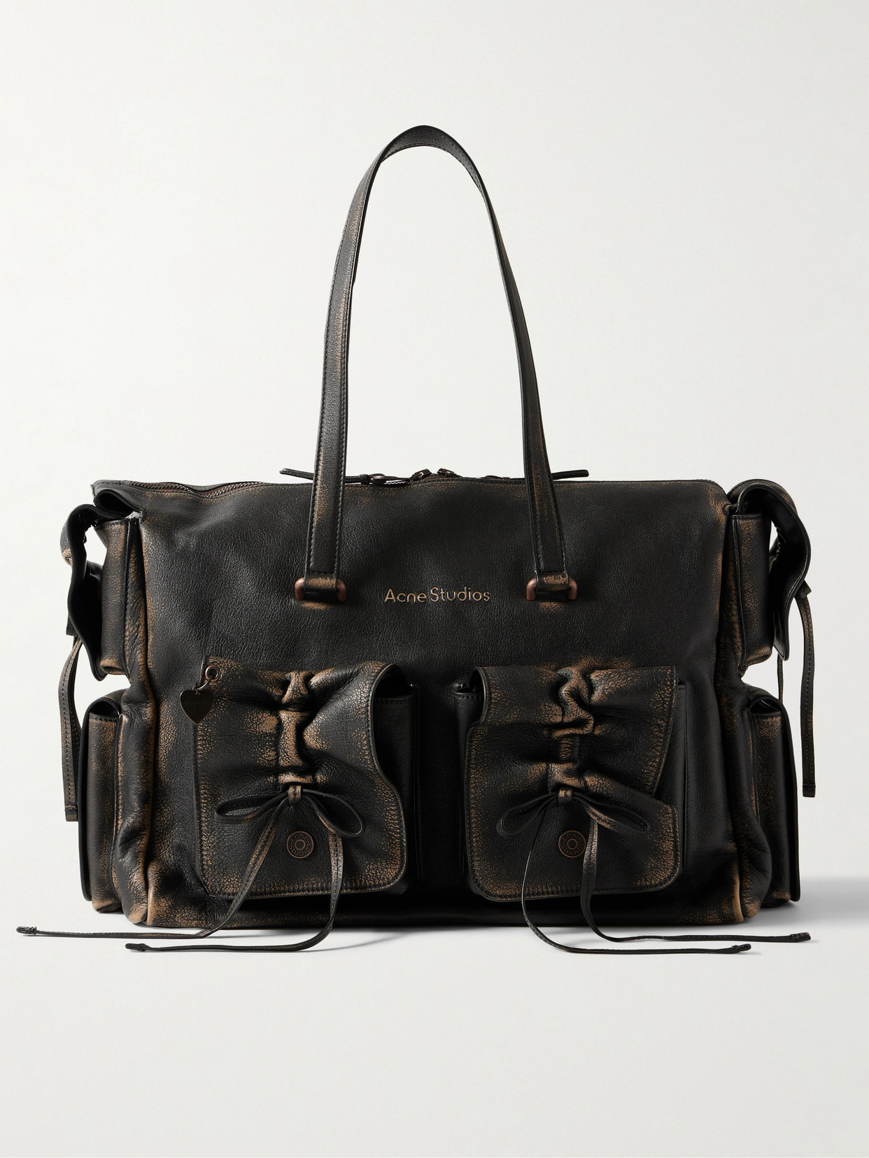 Acne Studios Distressed Leather Shoulder Bag In Brown