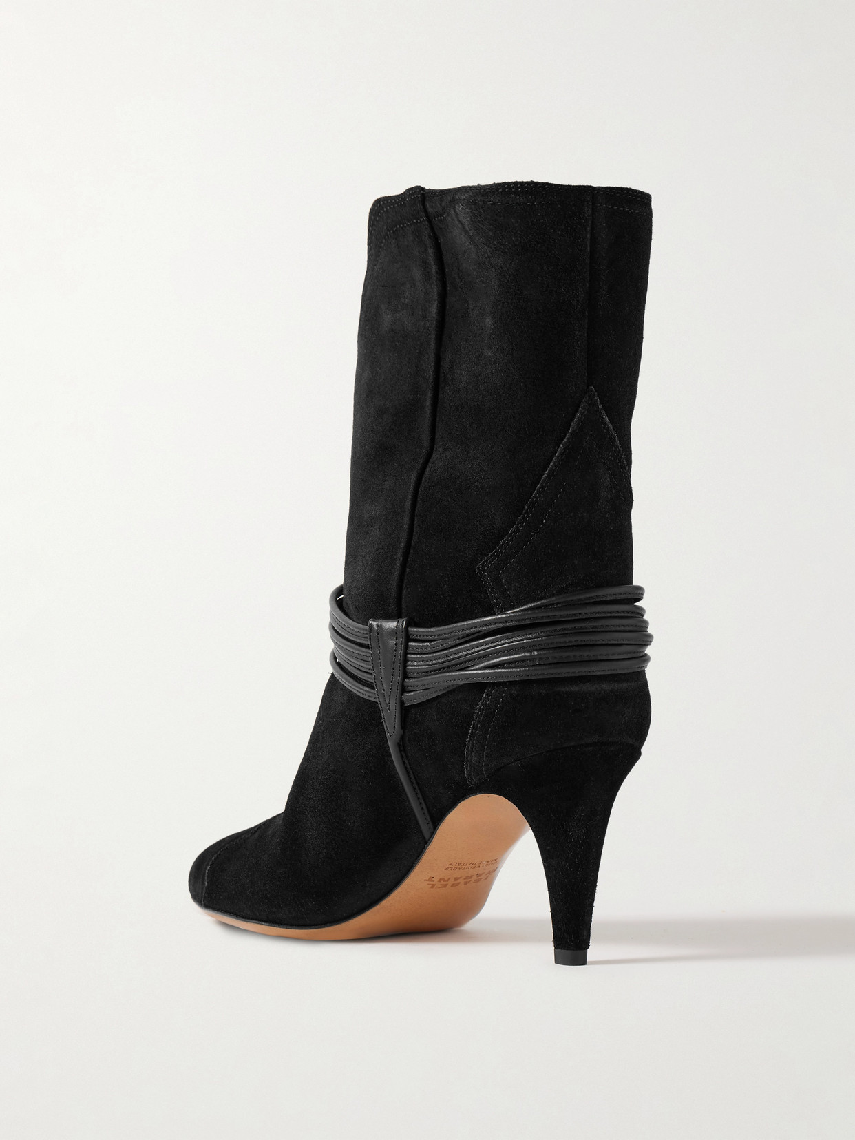 Isabel Marant Dytho Embellished Leather-trimmed Suede Ankle Boots In Black