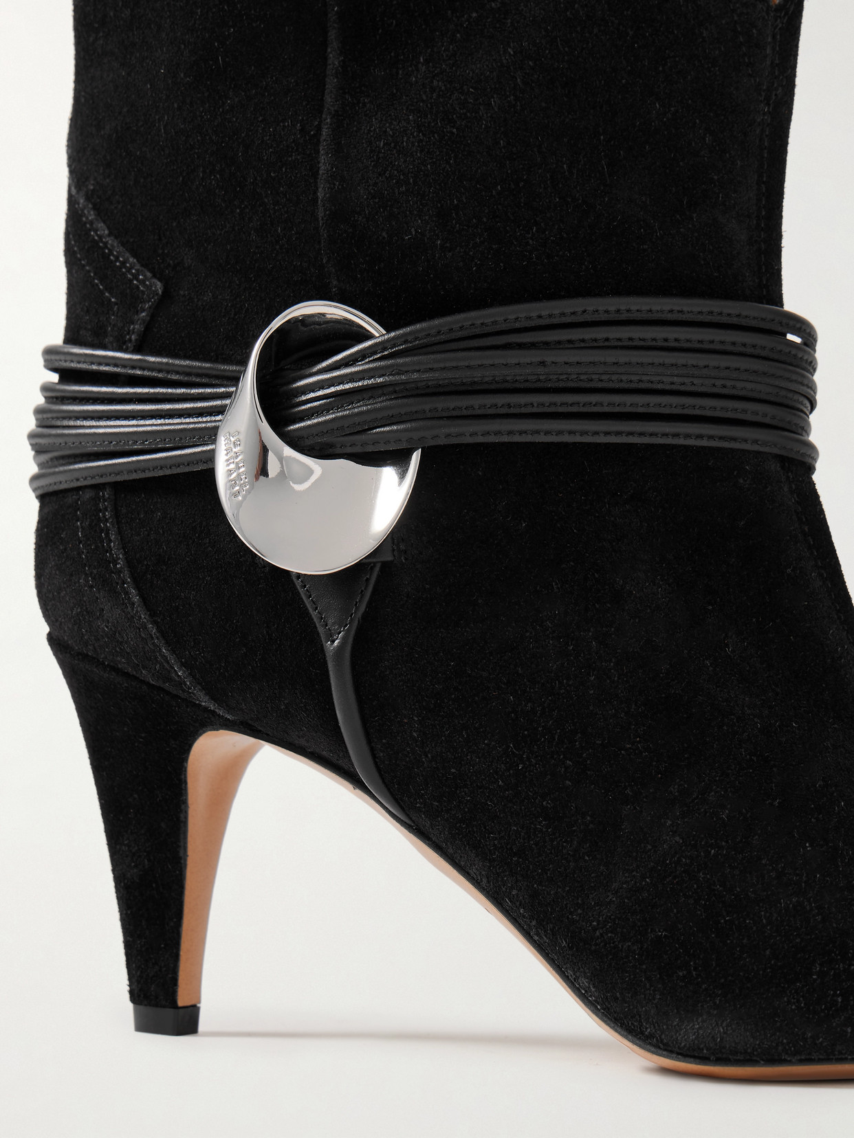 Isabel Marant Dytho Embellished Leather-trimmed Suede Ankle Boots In Black