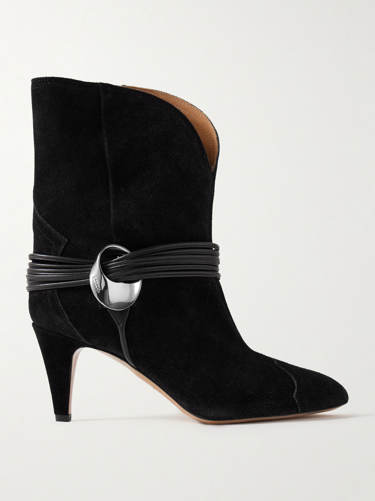 Isabel Marant Dytho Embellished Leather-trimmed Suede Ankle Boots In Black