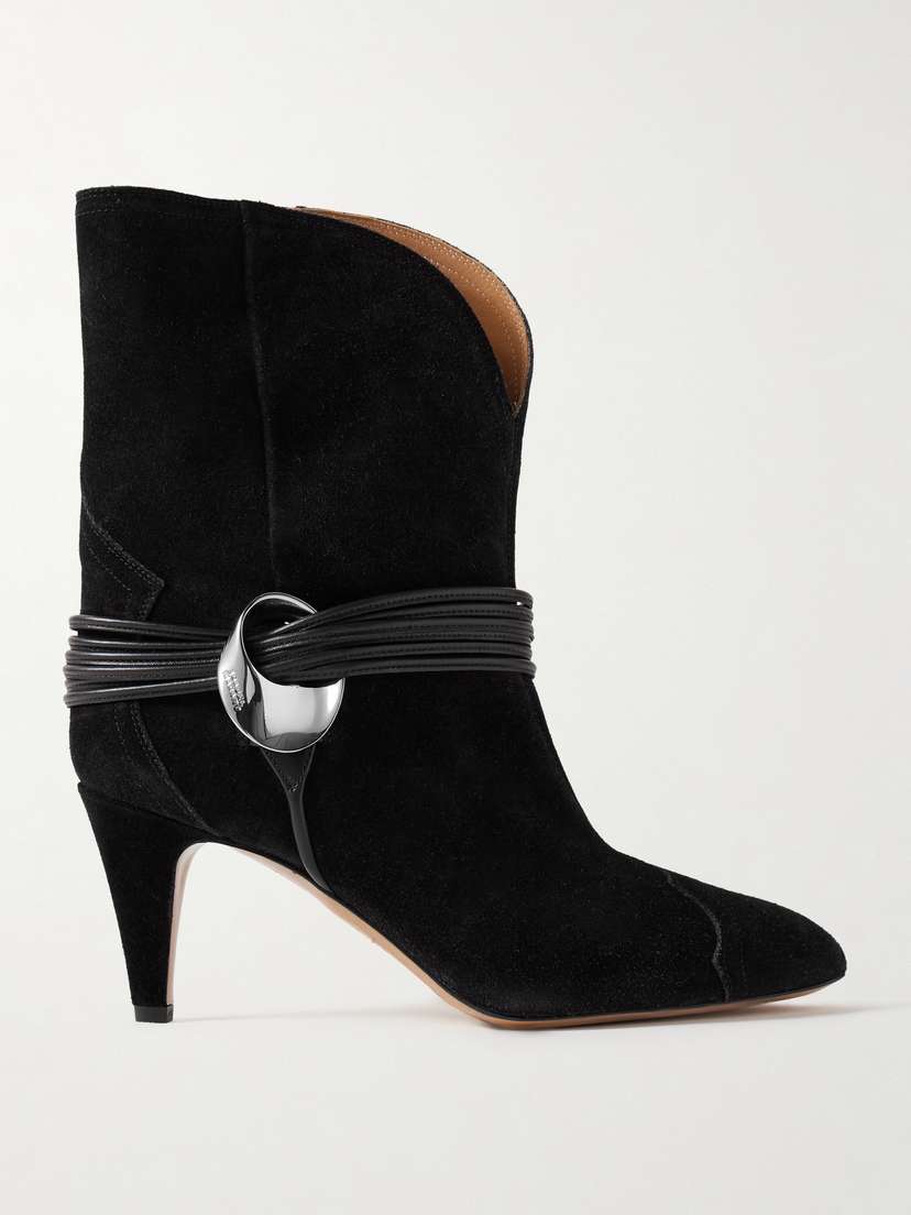 Isabel Marant Dytho Embellished Leather-trimmed Suede Ankle Boots