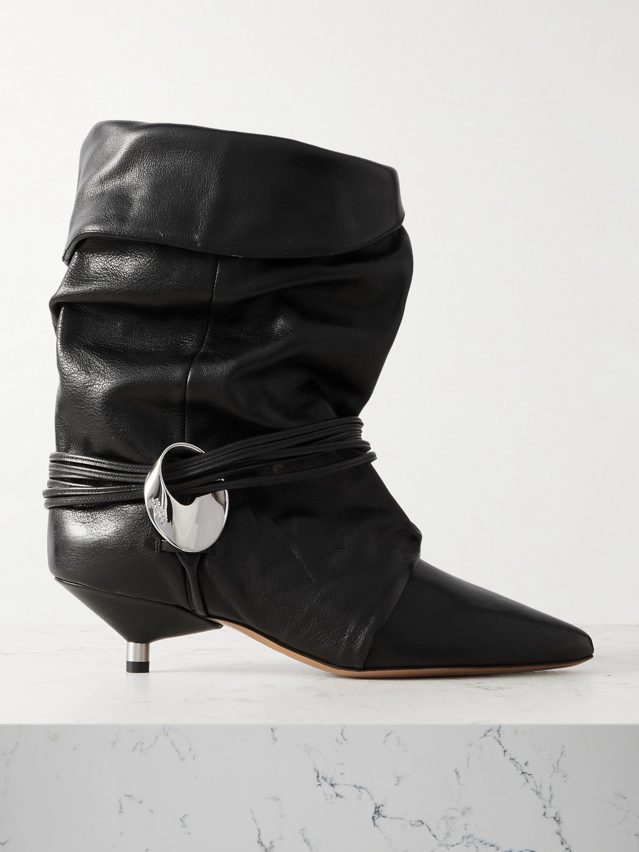Isabel Marant - Embellished Leather Ankle Boots - Black