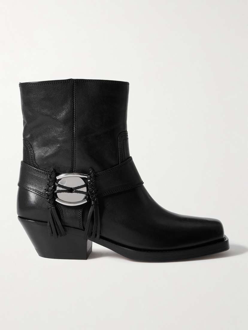 Isabel Marant Akson Embellished Tasseled Leather Ankle Boots