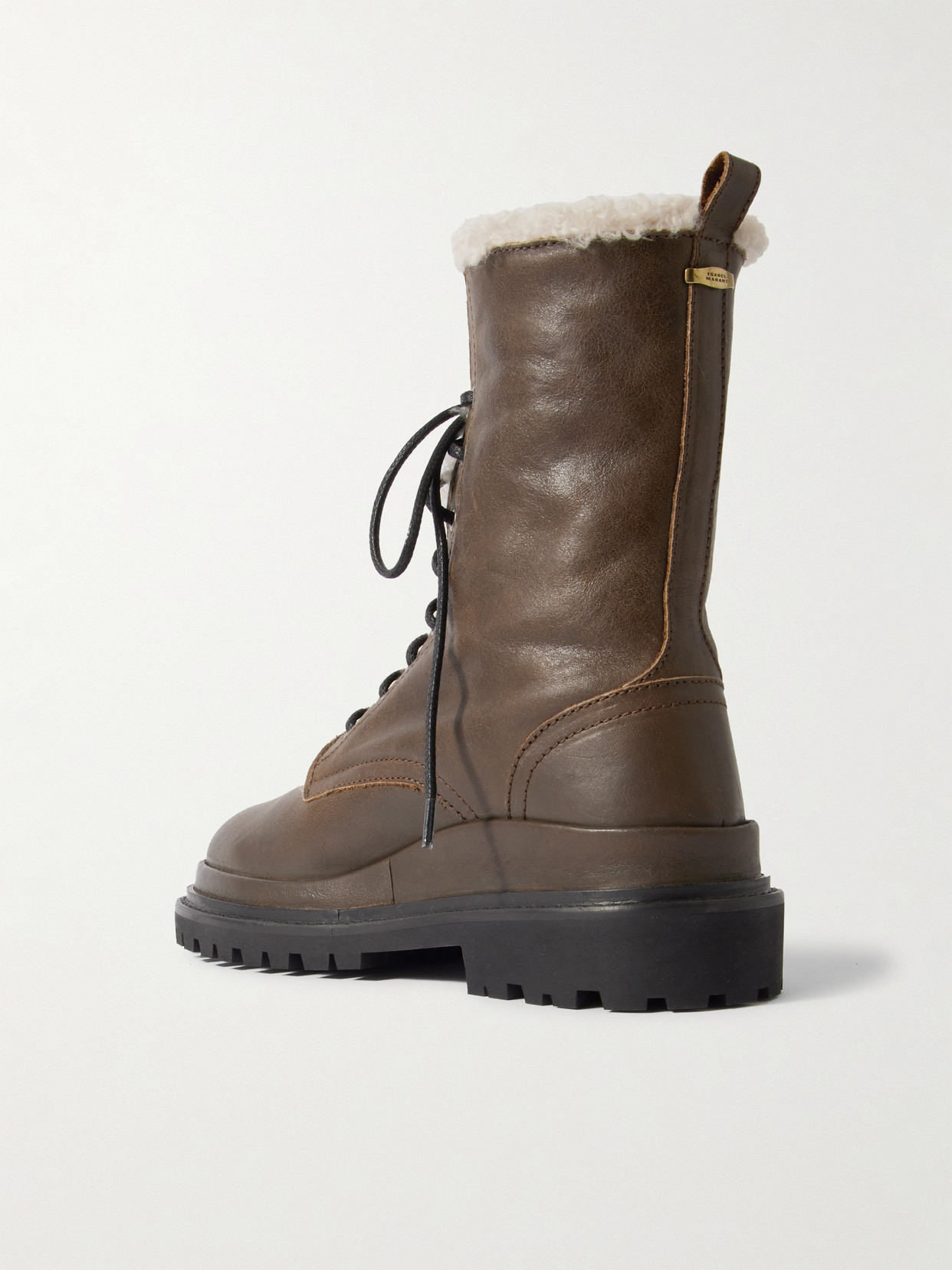 Isabel Marant Ghiso Shearling-lined Leather Ankle Boots In Brown
