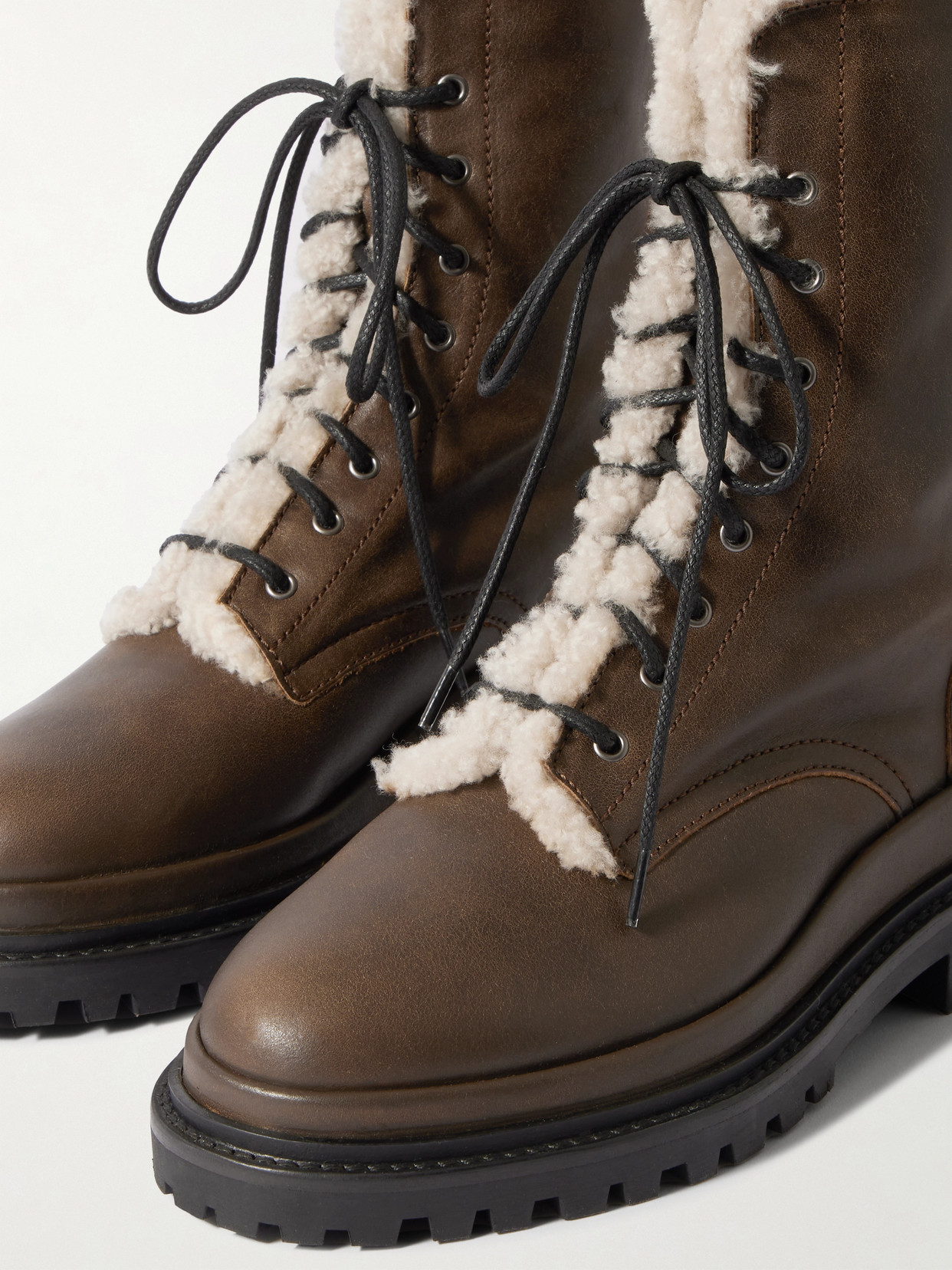 Isabel Marant Ghiso Shearling-lined Leather Ankle Boots In Brown
