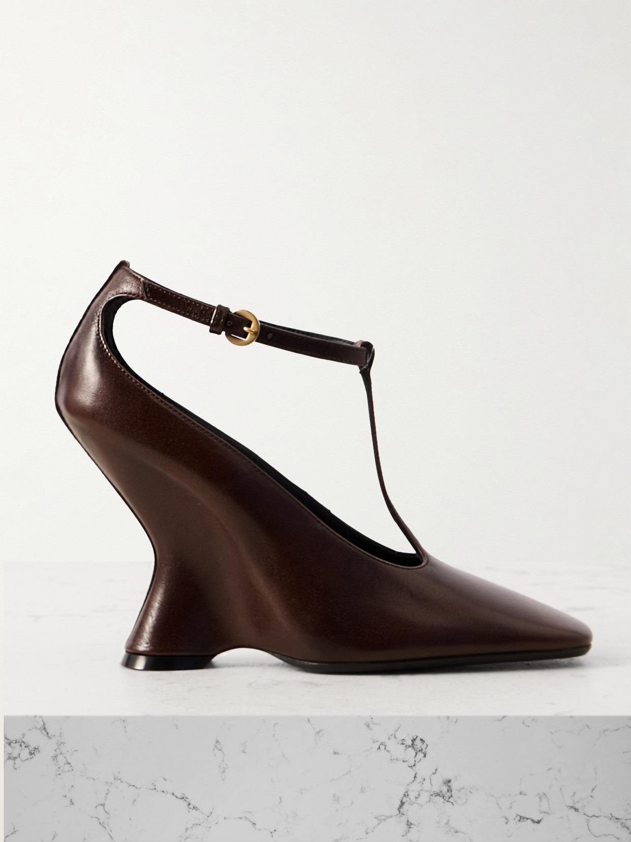 DRIES VAN NOTEN LEATHER MARY JANE WEDGE PUMPS