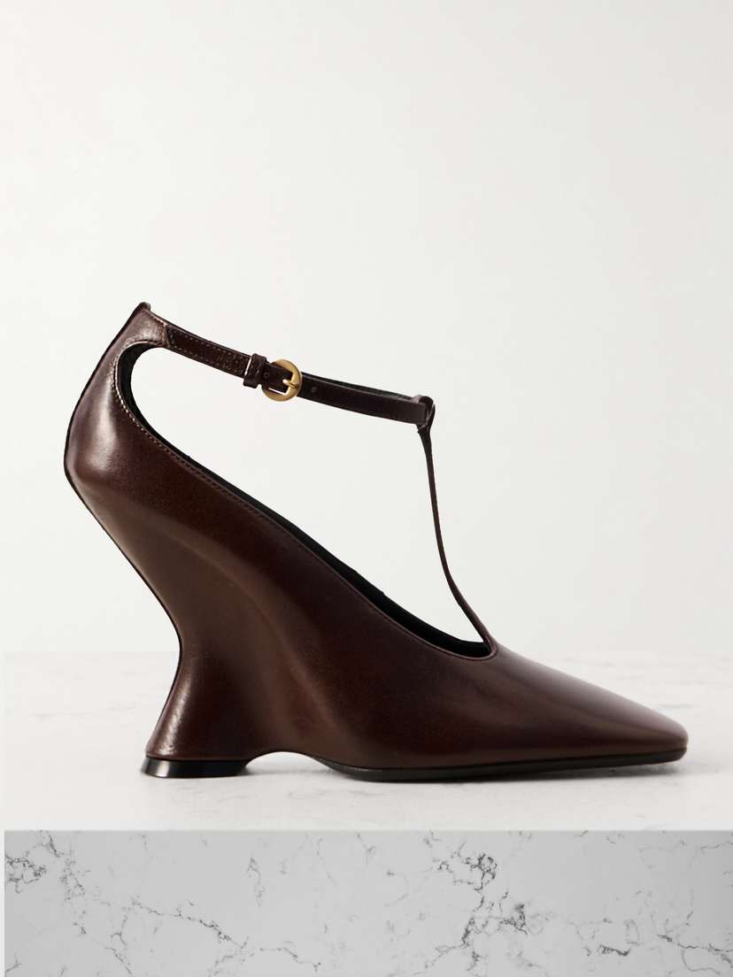 Dries Van Noten Leather Mary Jane Wedge Pumps