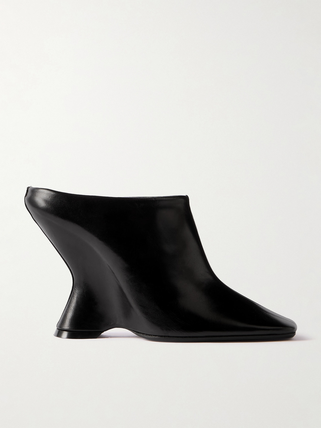 Dries Van Noten - Glossed-leather Wedge Mules - Black