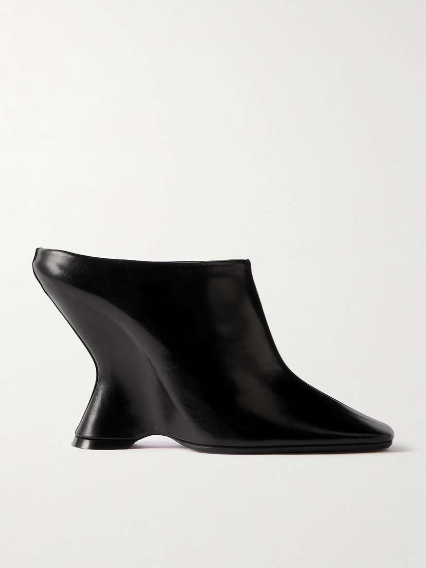 Dries Van Noten Glossed-leather Wedge Mules