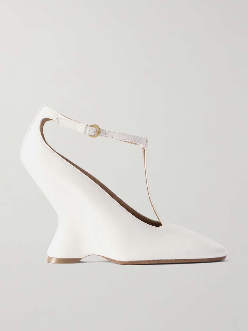 Dries Van Noten Leather Mary Jane Wedge Pumps