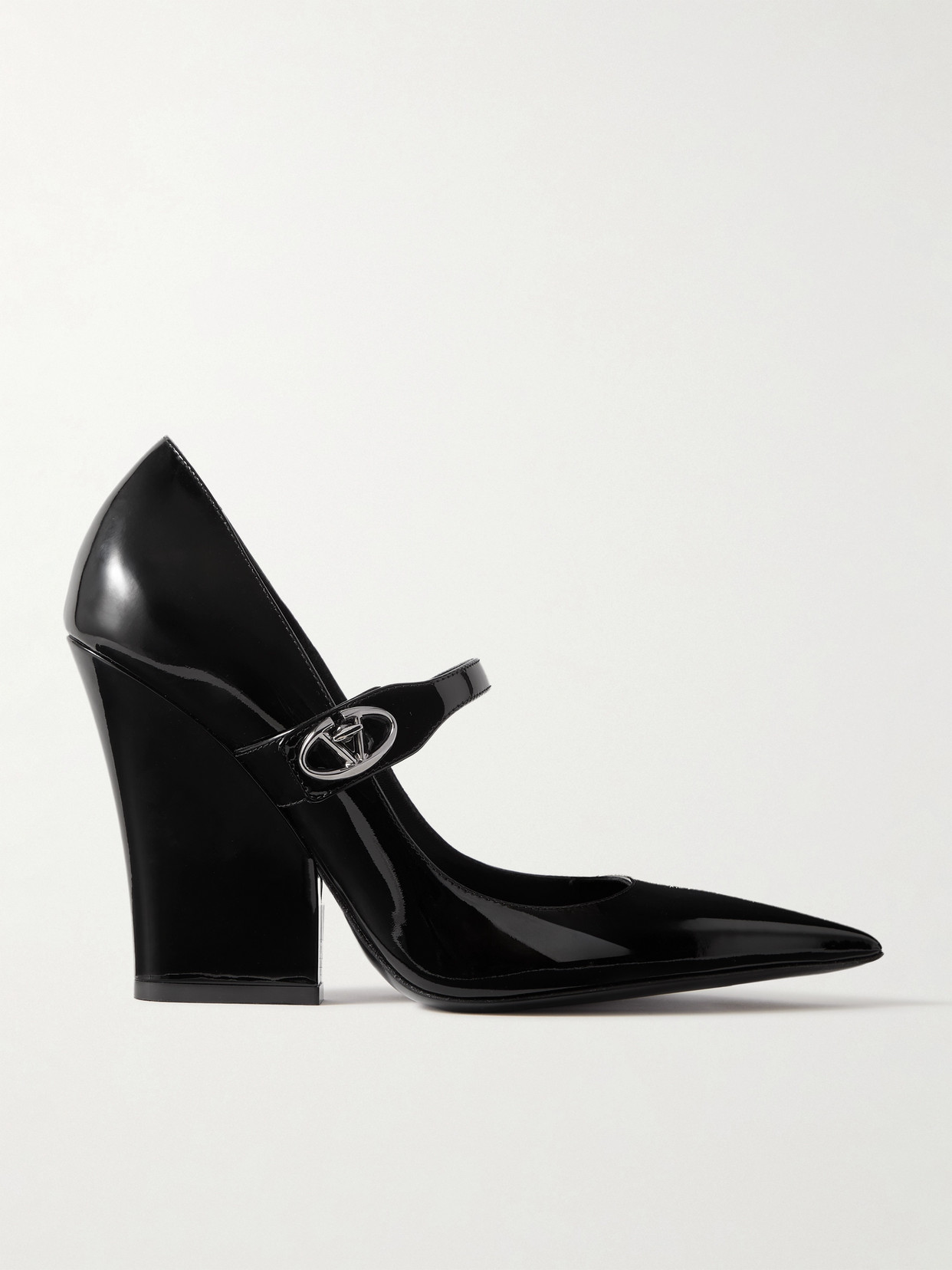 Valentino Garavani Vlogo Lockette Patent-leather Mary Jane Pumps In Black