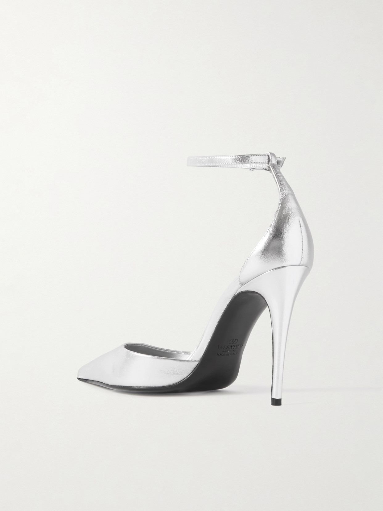 Valentino Eveninglam 100 Metallic Leather Pumps In Silver