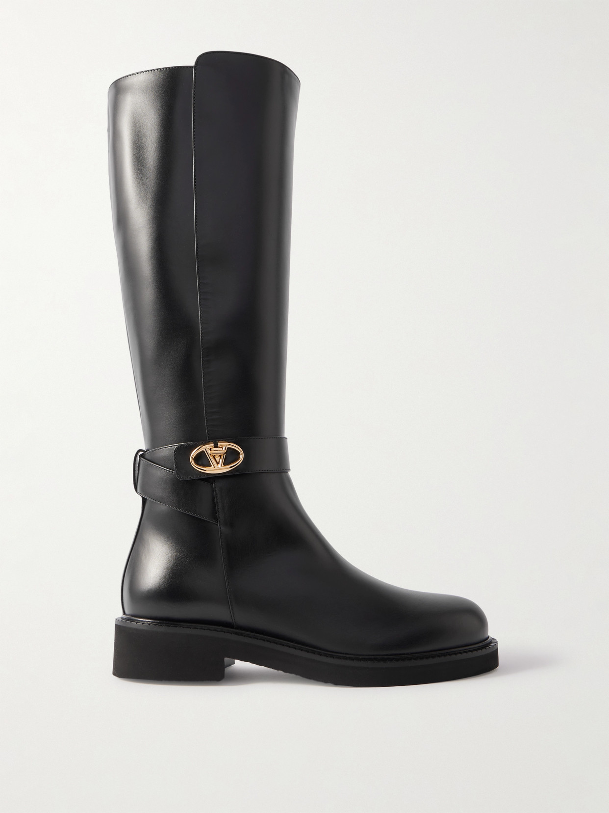 Valentino Garavani - Vlogo Locker Leather Knee Boots - Black
