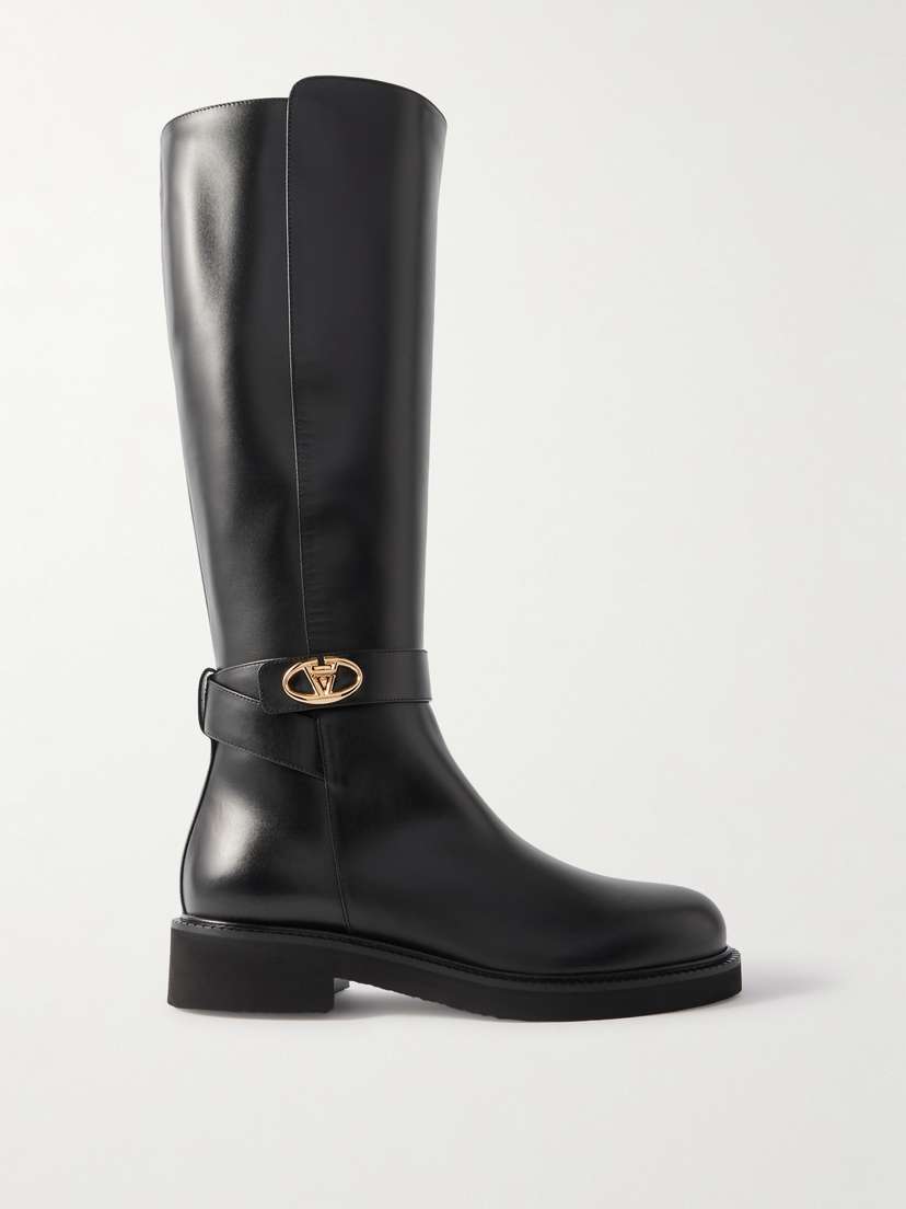 Valentino Garavani Vlogo Locker Leather Knee Boots