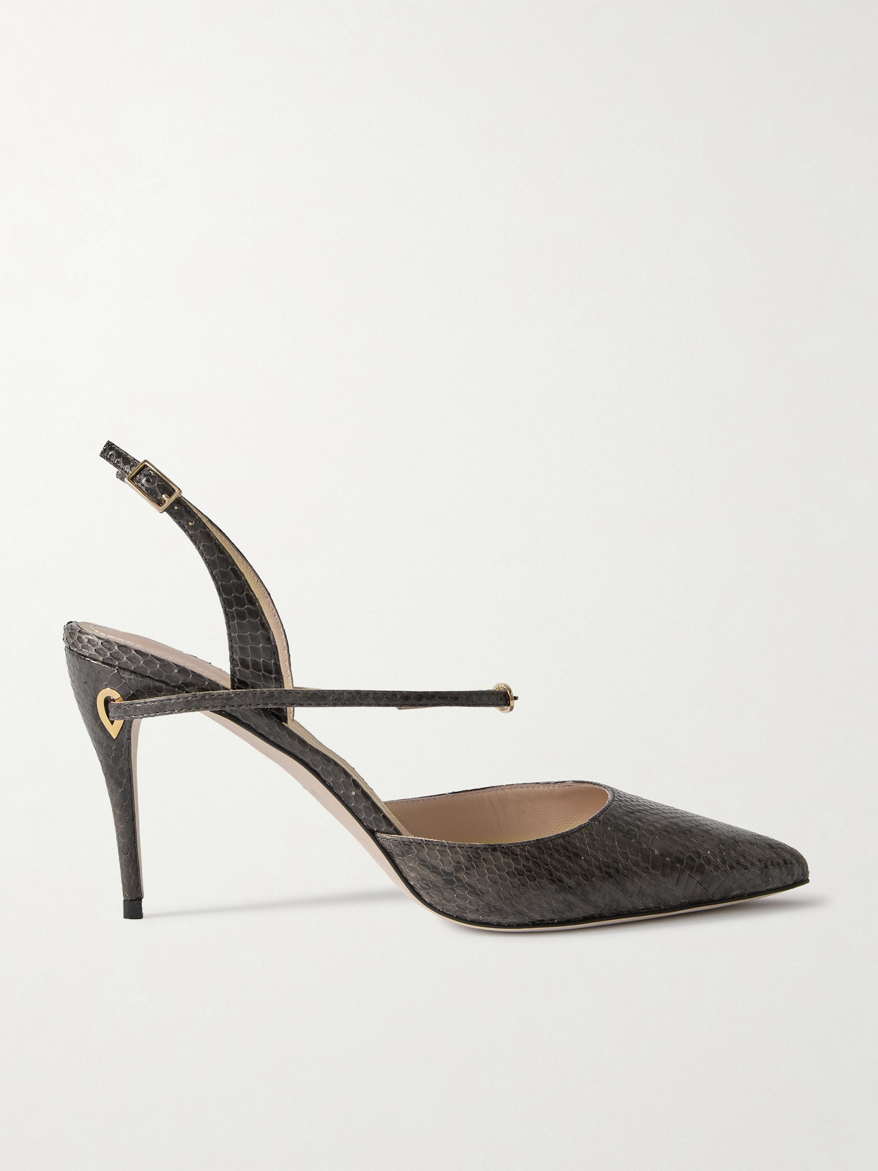 Jennifer Chamandi Vittorio 85 Elaphe Point-toe Slingback Pumps In Brown