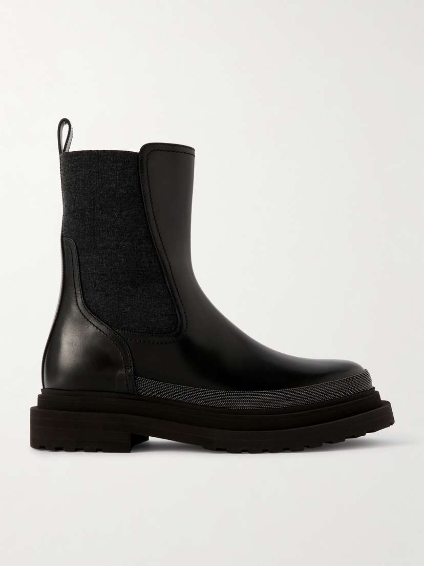 Brunello Cucinelli Bead-embellished Leather Chelsea Boots