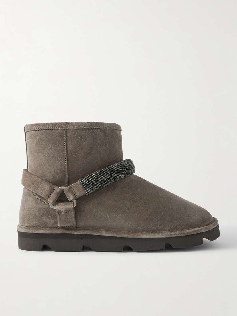 Brunello Cucinelli Bead-embellished Shearling Boots