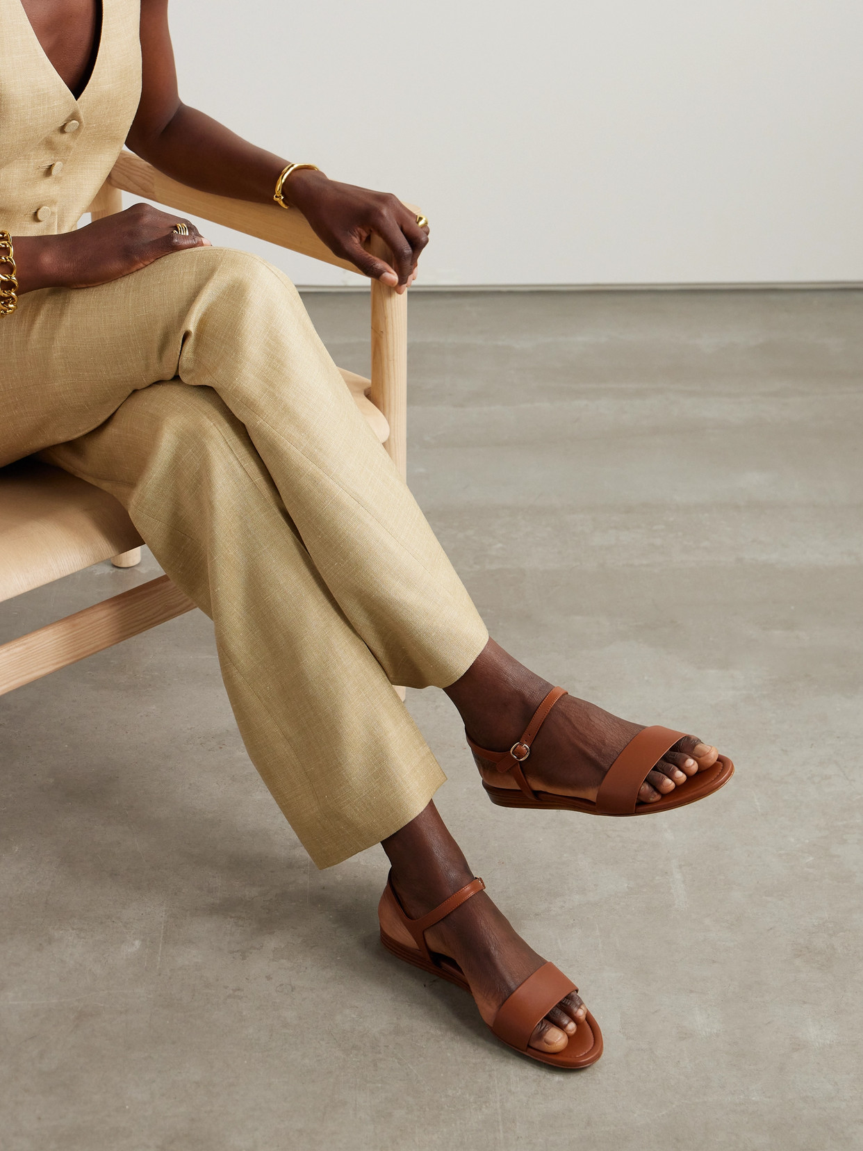 Gabriela Hearst Alexi Leather Sandals In Brown