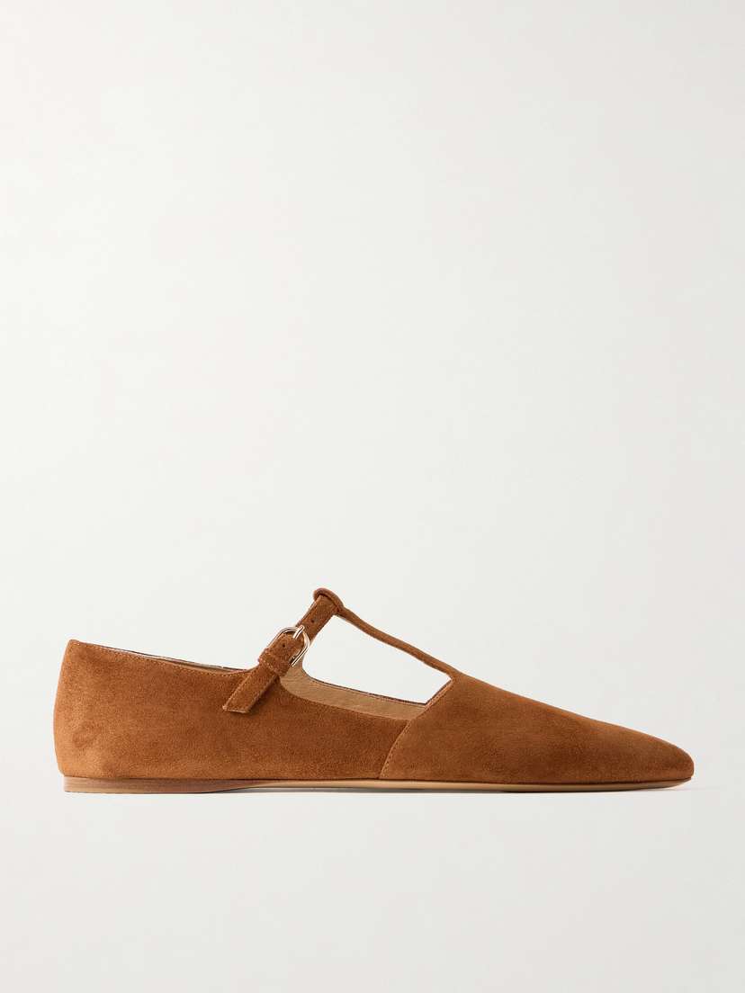 Gabriela Hearst Lola Ballerina Suede Mary Jane Point-toe Flats