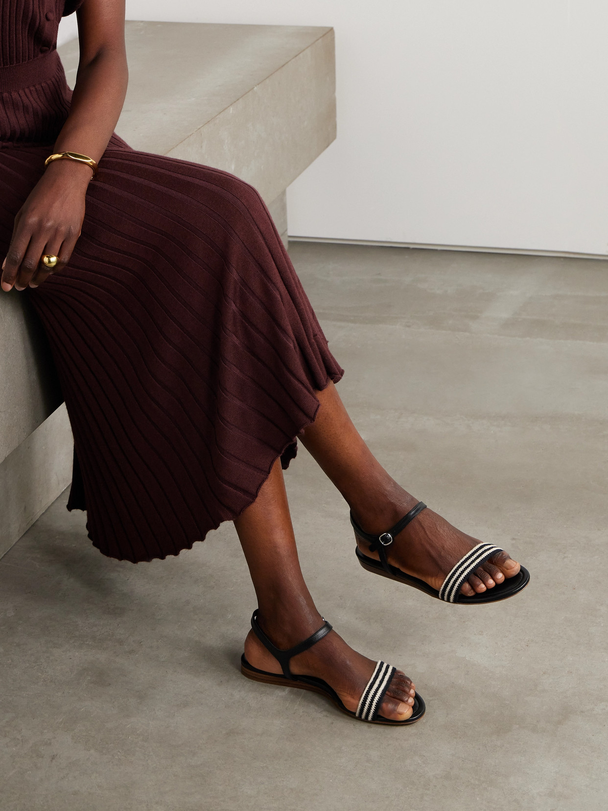 Gabriela Hearst Alexi Crocheted And Leather Sandals In Black