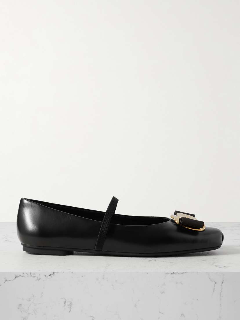 Ferragamo Zina Leather Mary Jane Flats