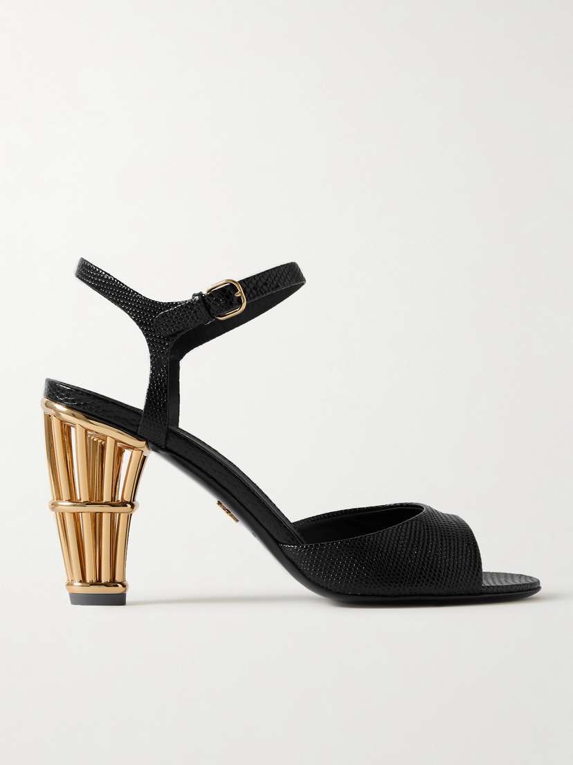 Ferragamo Nikla Lizard-effect Leather Sandals