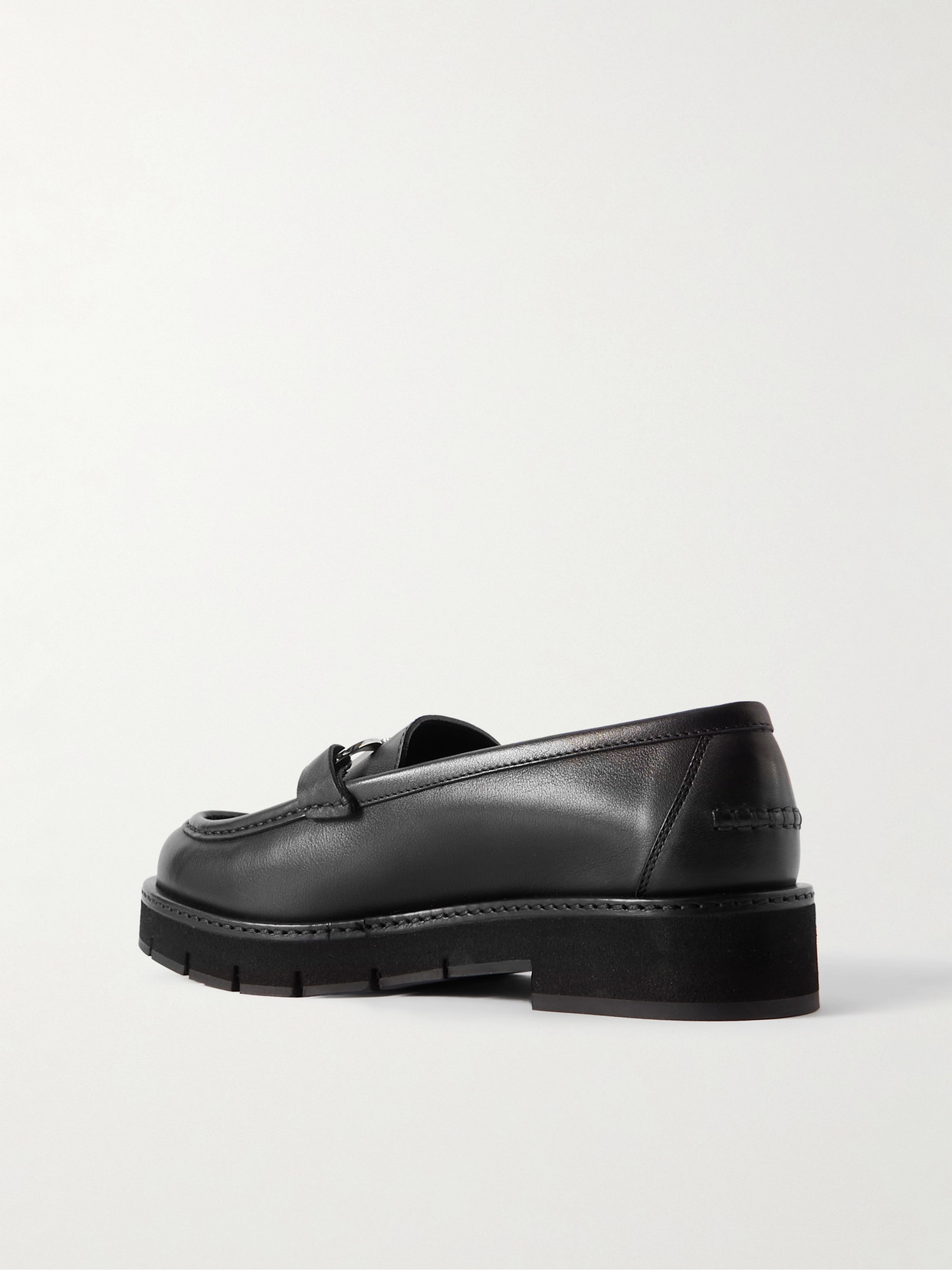 Ferragamo Maryan Lug Chunky Sole Loafers Gold-tone Hardware In Black