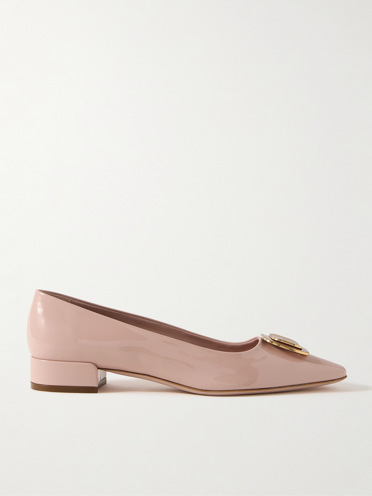 Ferragamo Venera Patent-leather Ballet Flats In Pink