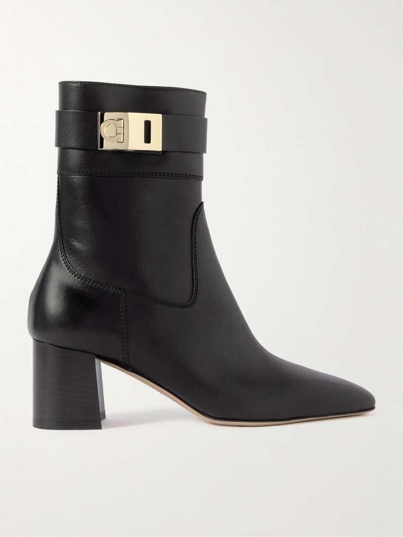 Ferragamo Rol Embellished Leather Ankle Boots