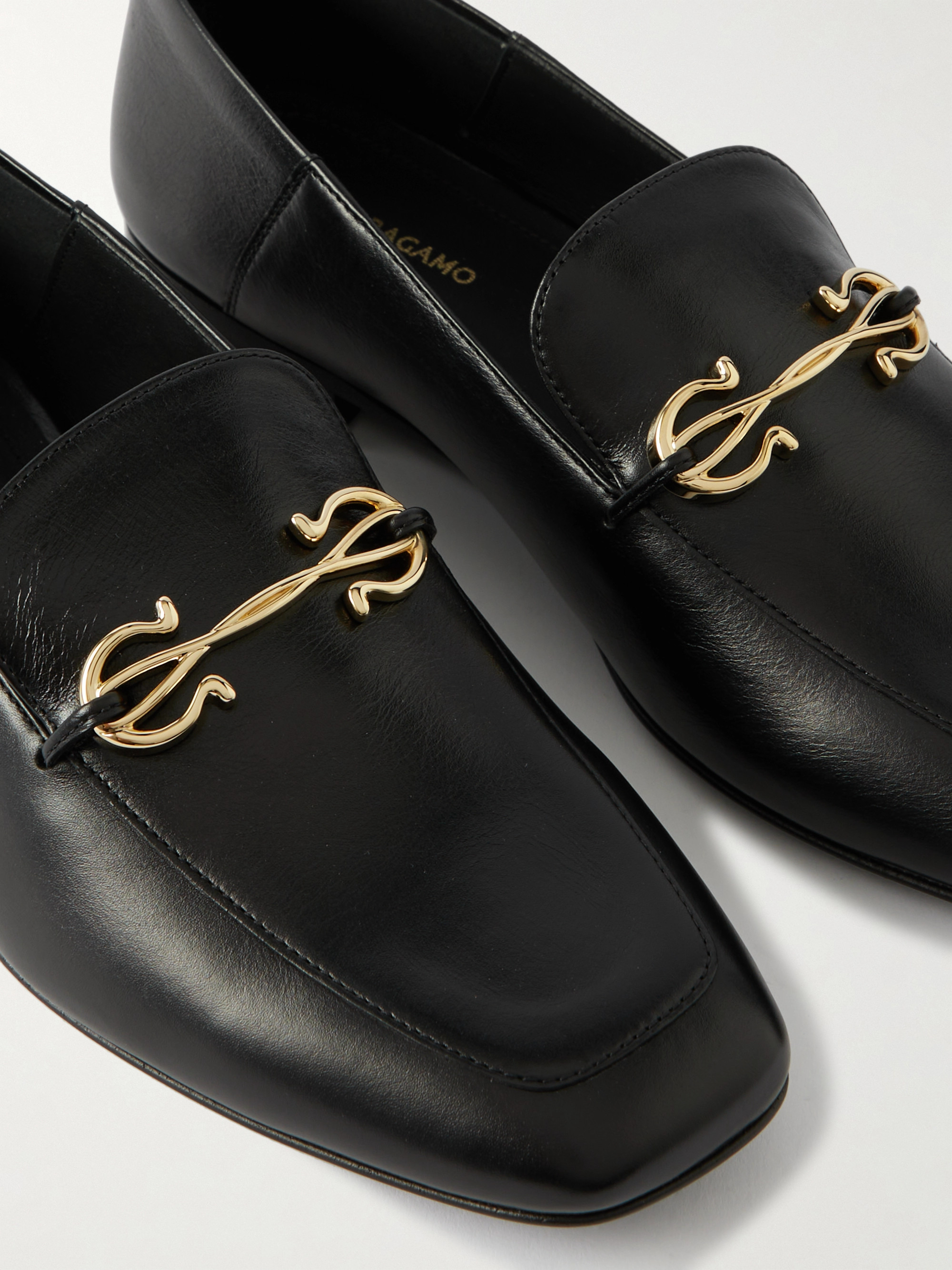 Ferragamo Louis collapsible-heel embellished leather loafers