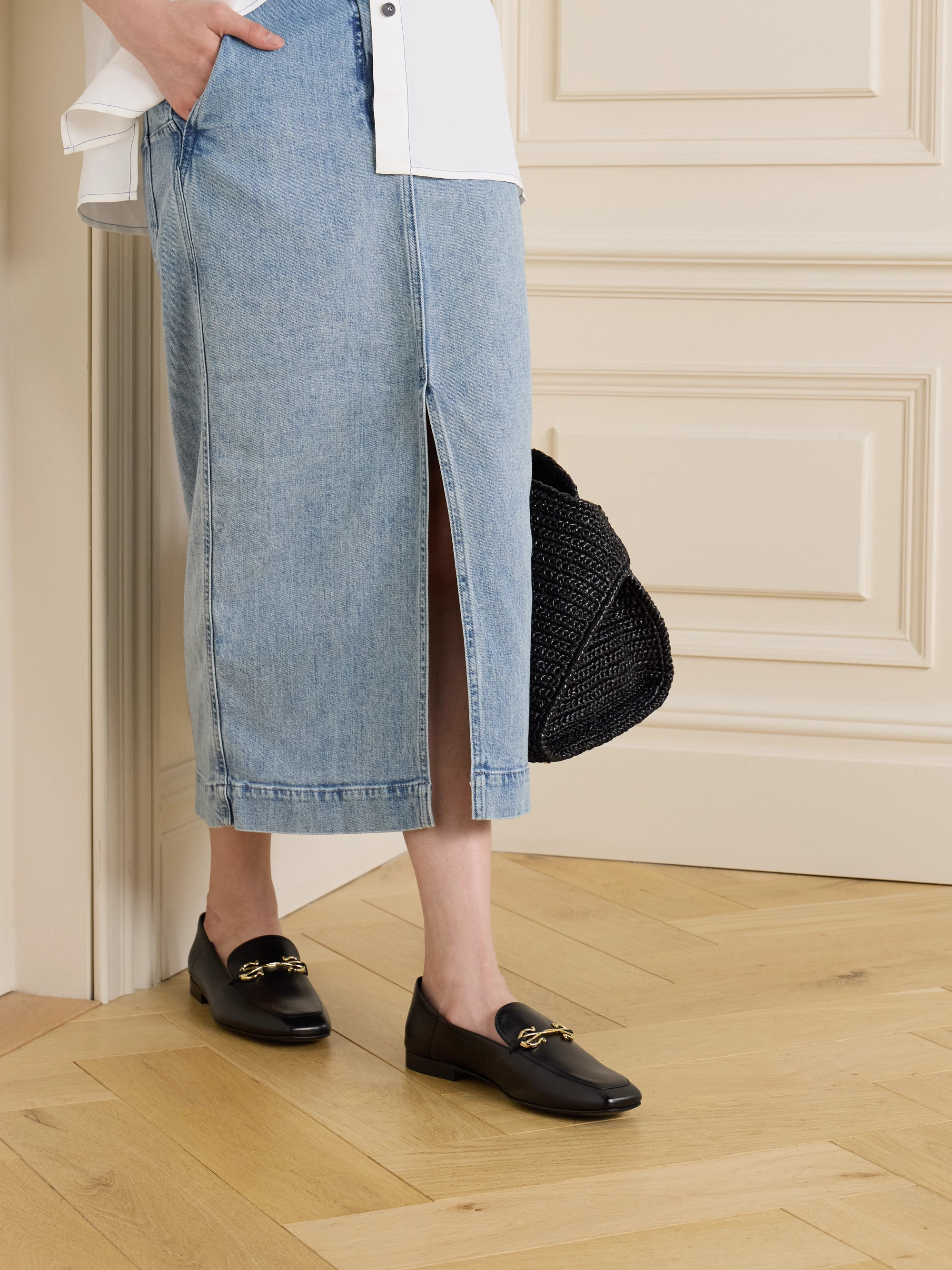 Ferragamo Louis collapsible-heel embellished leather loafers