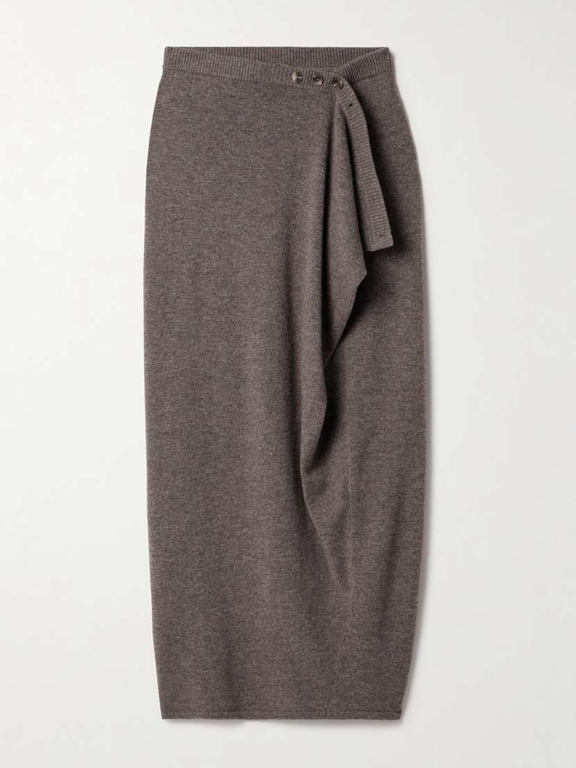 Christopher Esber Wrap-effect Draped Merino Wool And Cashmere-blend Maxi Skirt - x large