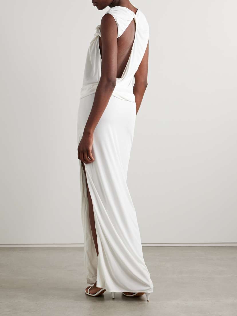 princess polly baby blue dress Christopher Esber Ravelled Asymmetric Cutout Draped Jersey Max
