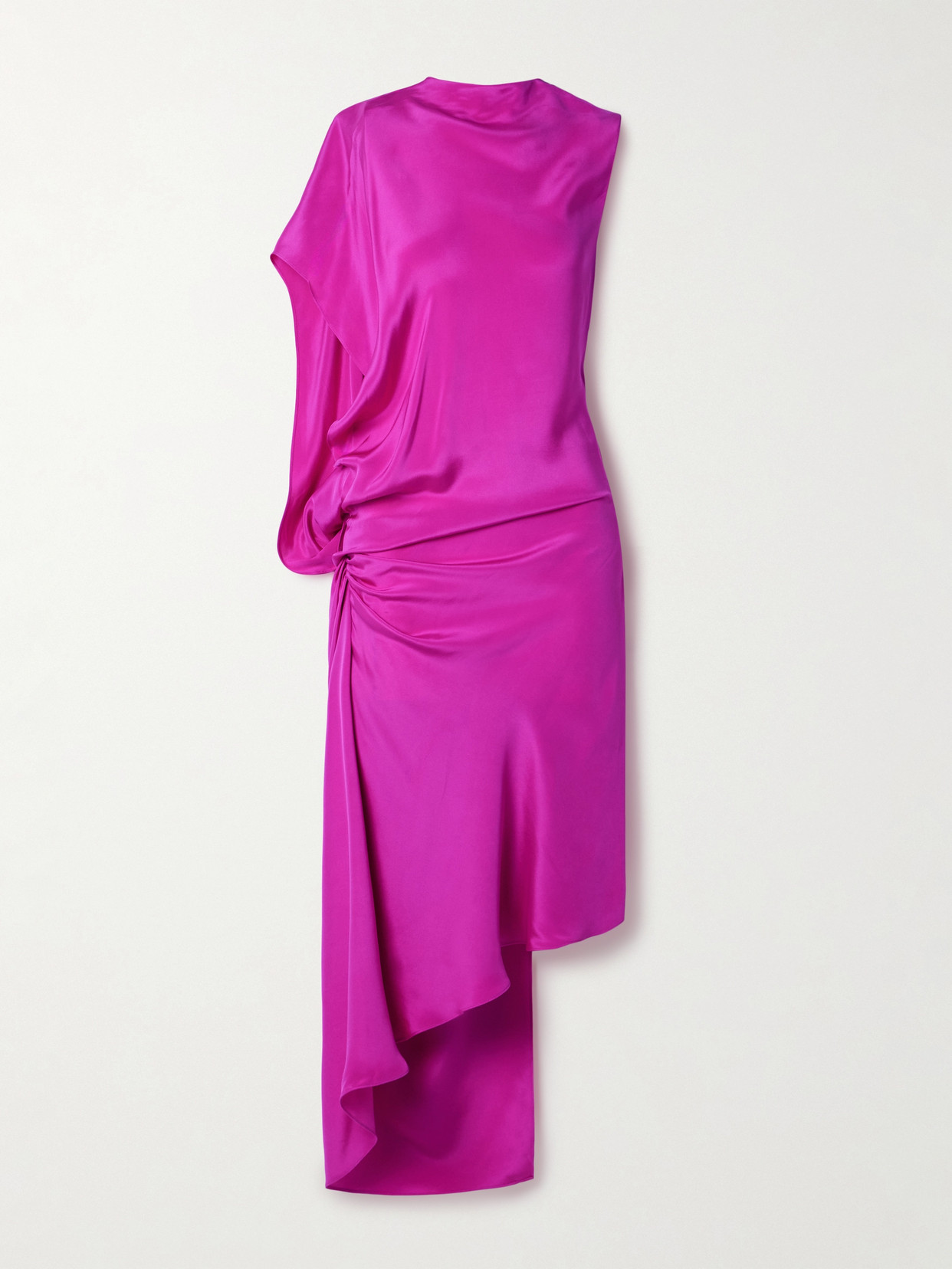 Christopher Esber - Cusco Open-back Asymmetric Draped Silk-charmeuse Midi Dress - Pink