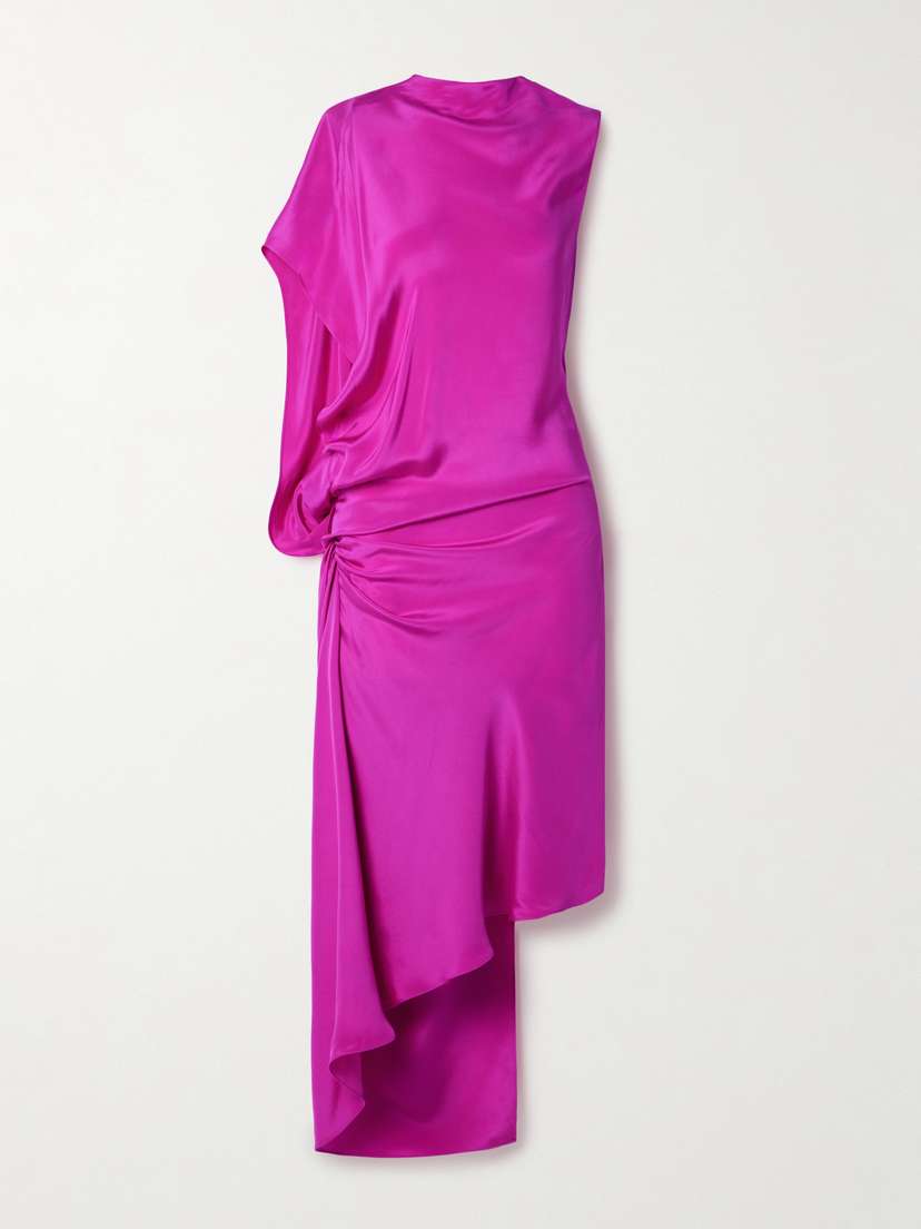 Christopher Esber Cusco Open-back Asymmetric Draped Silk-charmeuse Midi Dress - UK 14