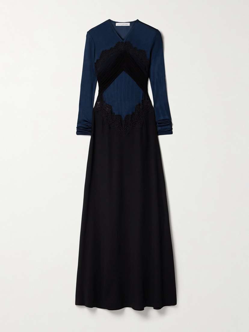 Christopher Esber Verner Paneled Ruched Silk-tulle And Lace-trimmed Jersey And Cady Gown