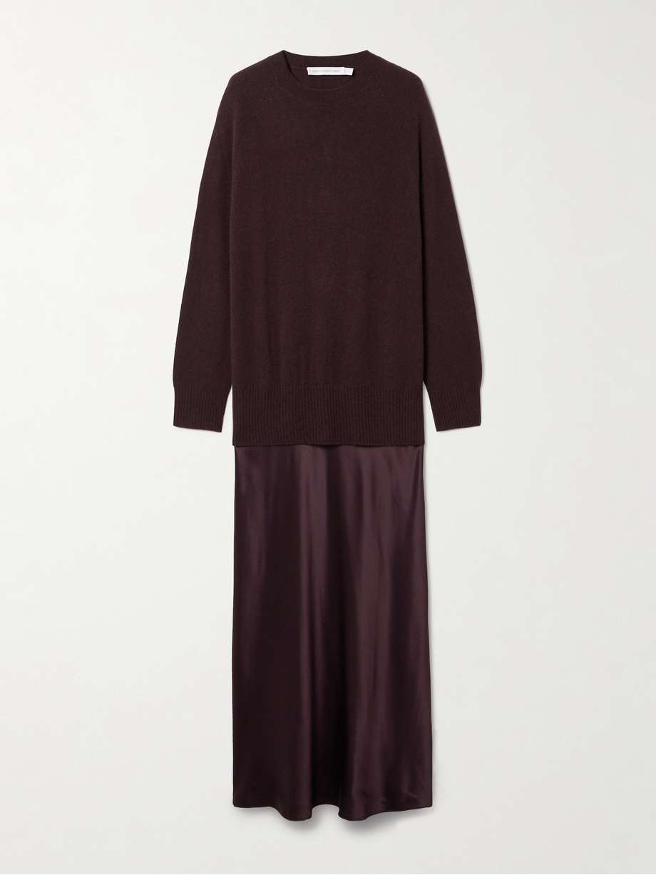 monument cashmere and silk-satin maxi dress