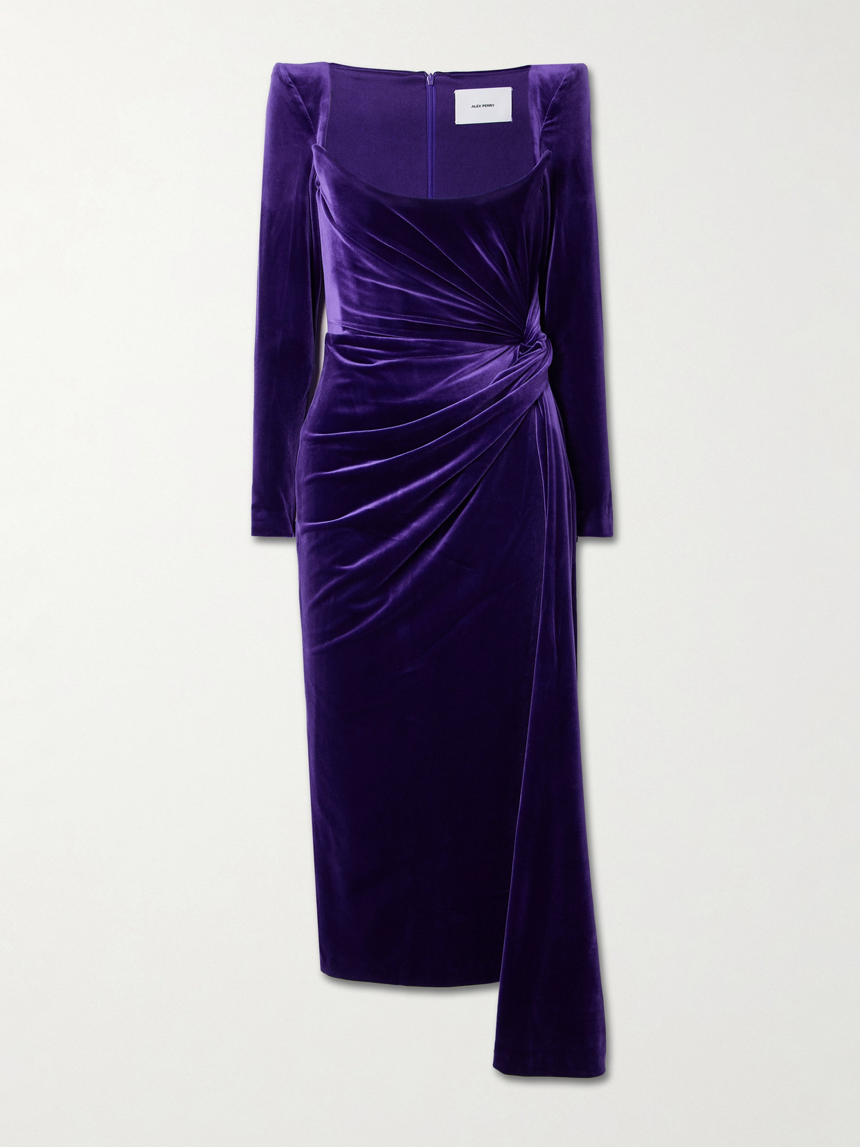 Alex Perry - Gathered Stretch-velvet Midi Dress - Purple