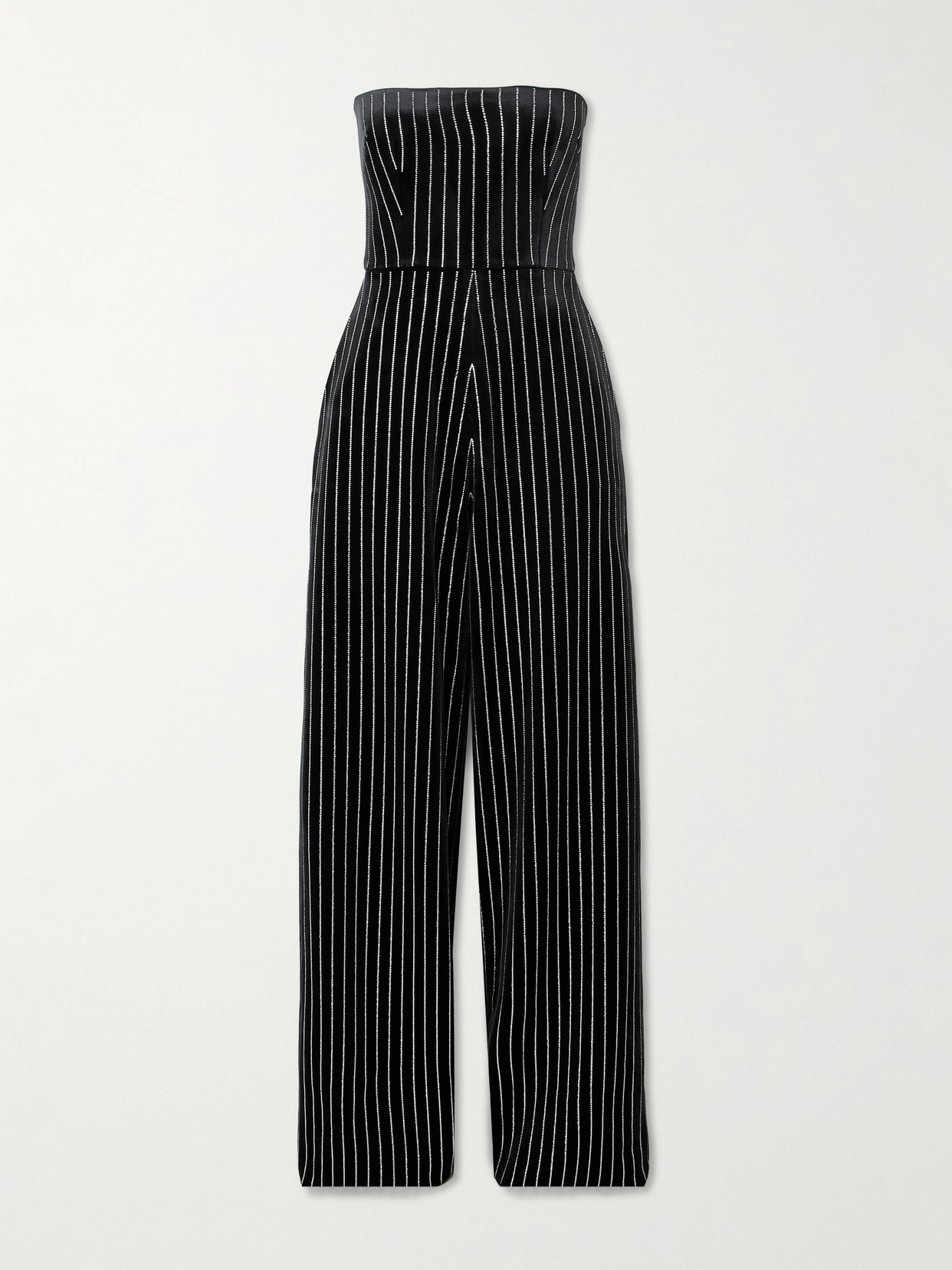 Alex Perry - Crystal-embellished Strapless Velvet Jumpsuit - Black