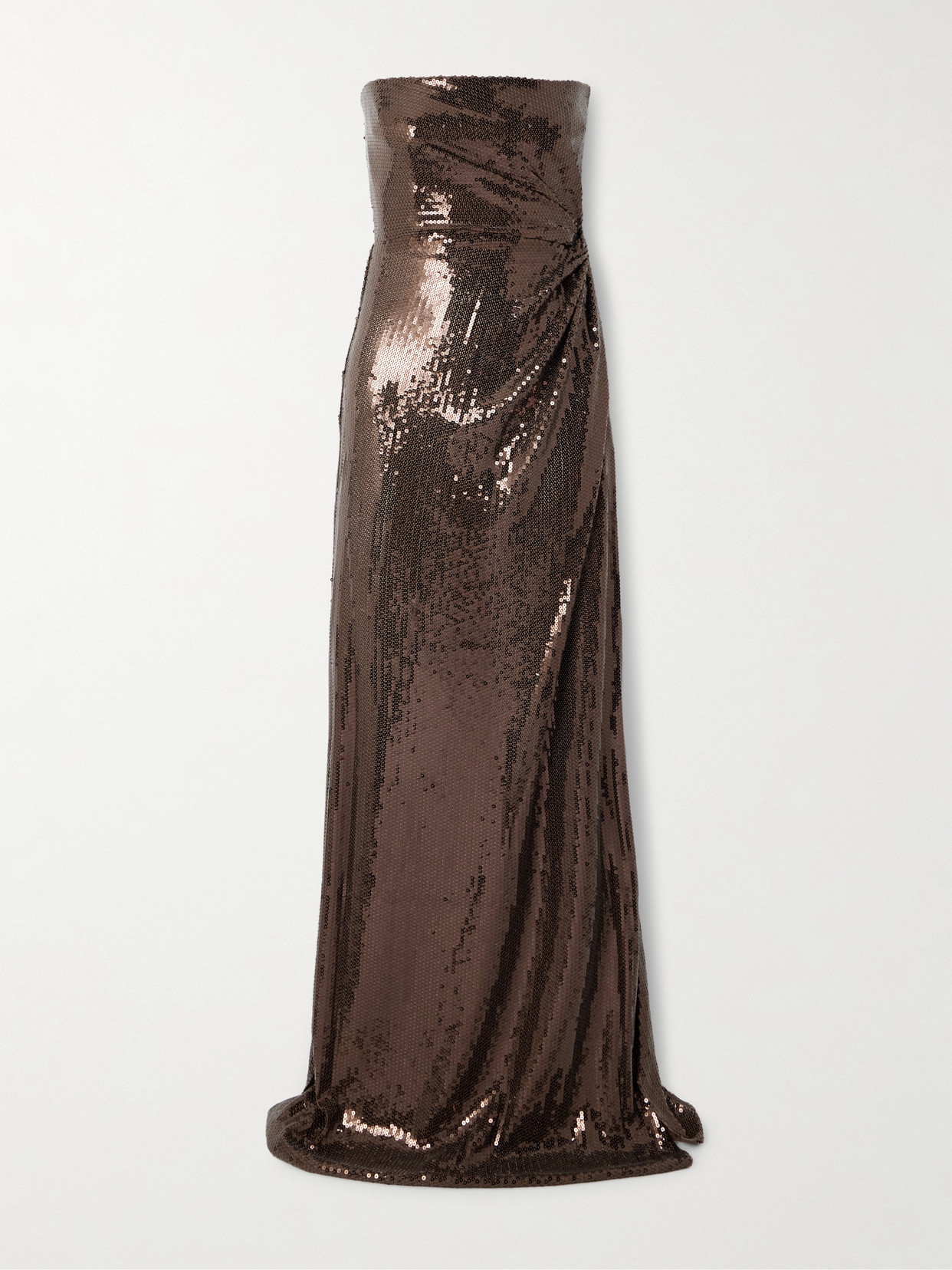 Alex Perry - Strapless Sequined Tulle Gown - Brown