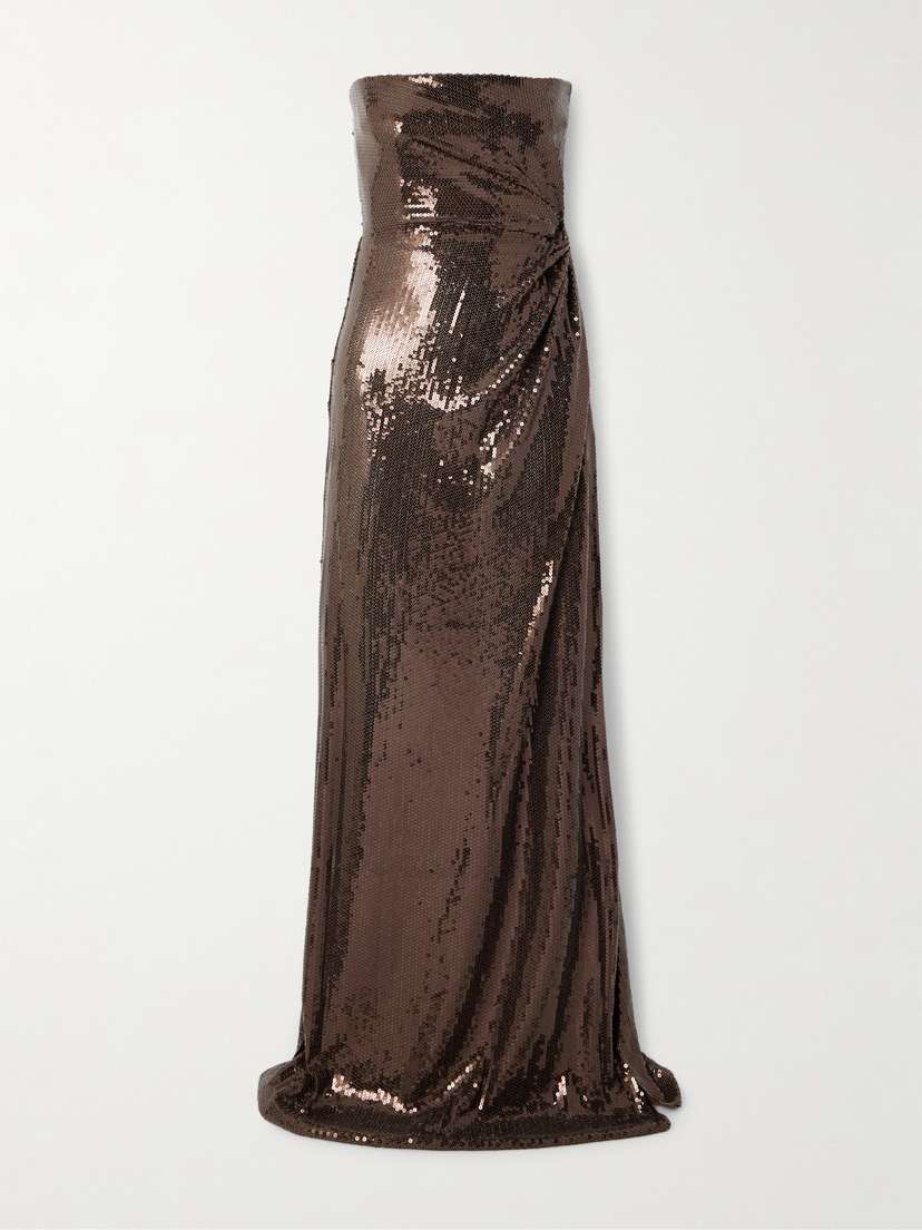 Alex Perry Strapless Sequined Tulle Gown